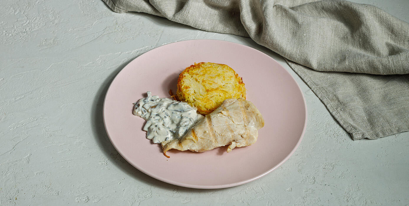 Милти: Куриная грудка с хашбрауном и грибным соусом (замороженная продукция)