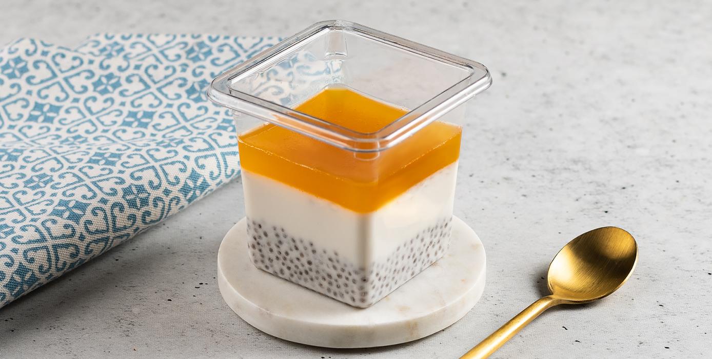 Милти: Чиа-пудинг с манго и маракуйей