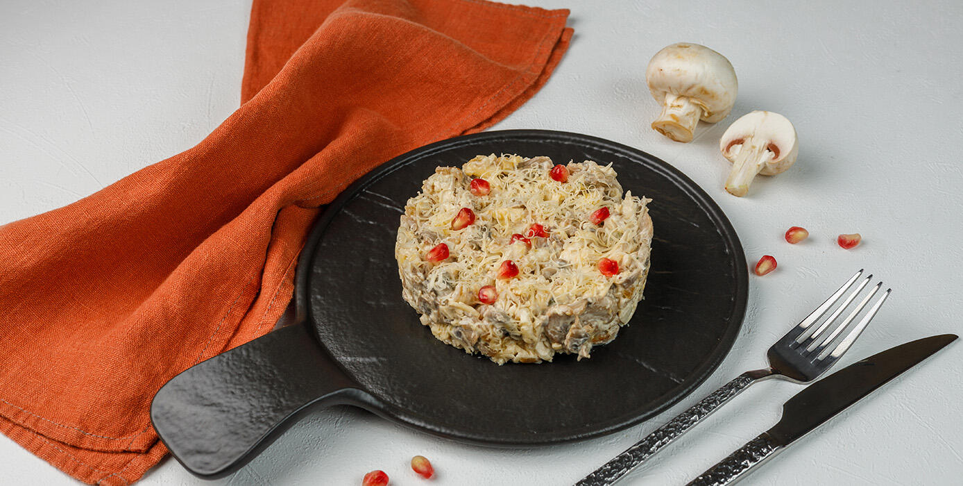 Милти: Зимний салат с курицей и шампиньонами