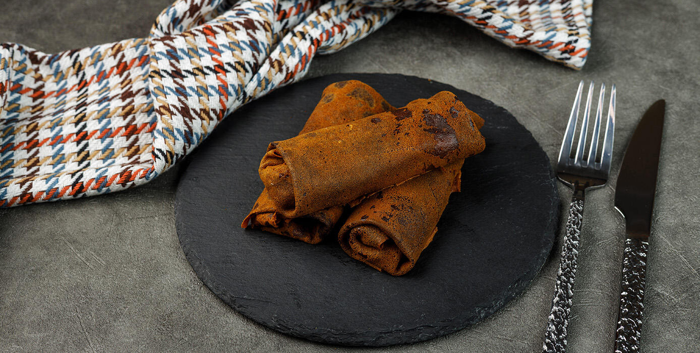 Милти: Ржаные блинчики с масляной рыбой холодного копчения и тыквенным кремом