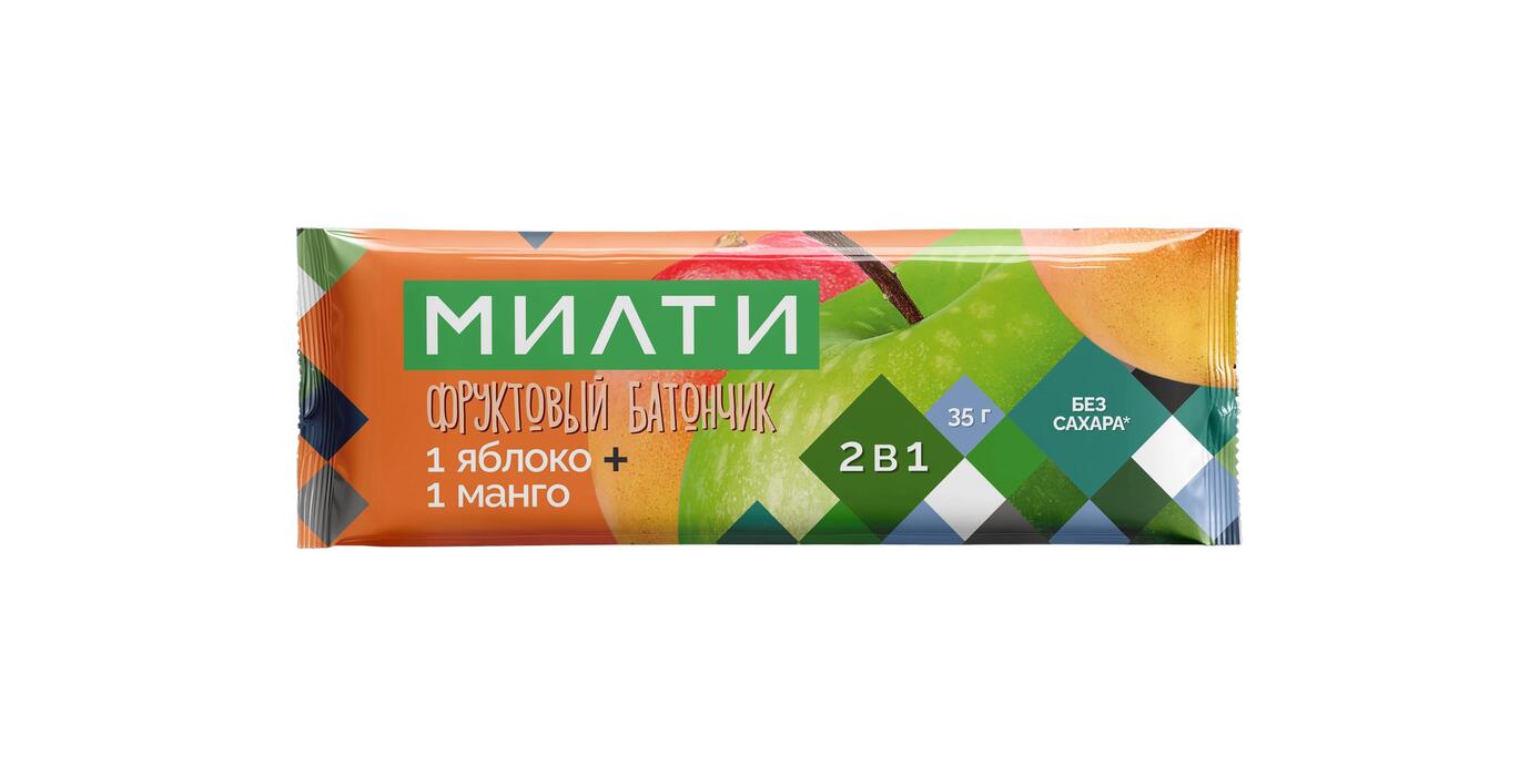 Милти: Фруктовый батончик «1 яблоко + 1 манго»
